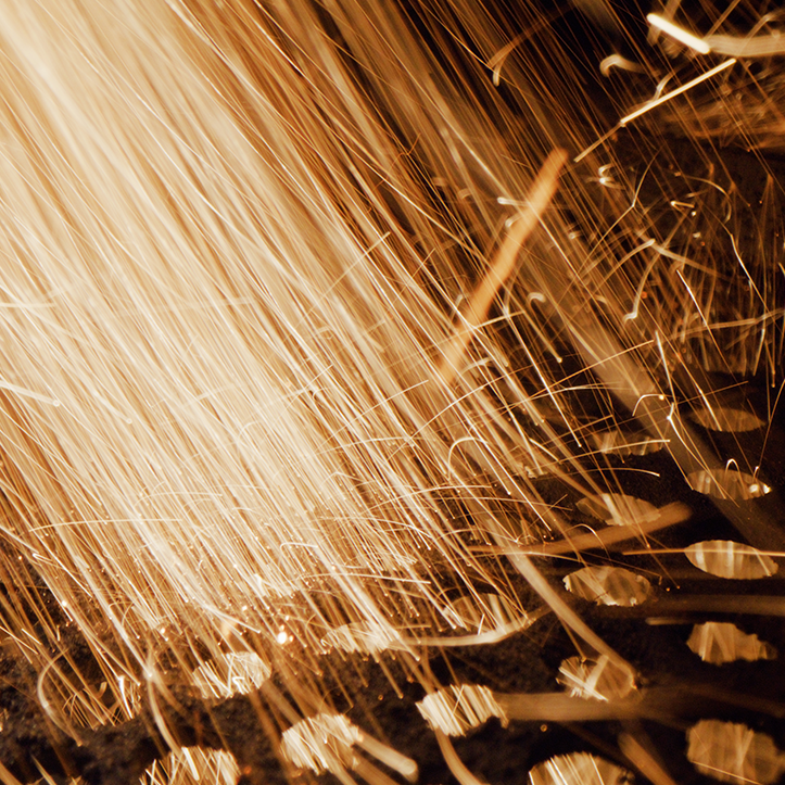 Grinding metal sparks